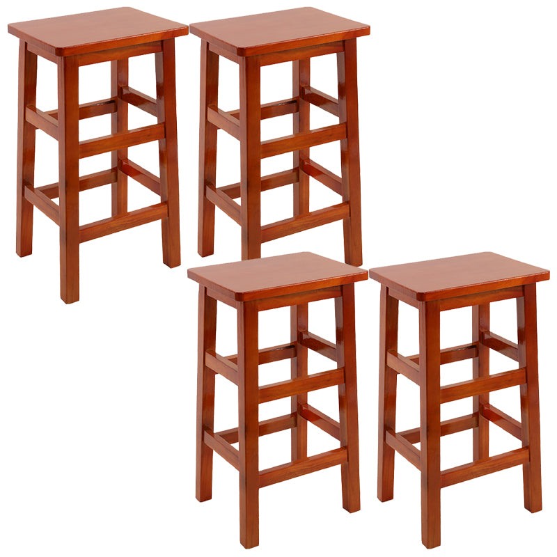Solid Wood Bar Stool Counter Armless Backless Stool for Living Room