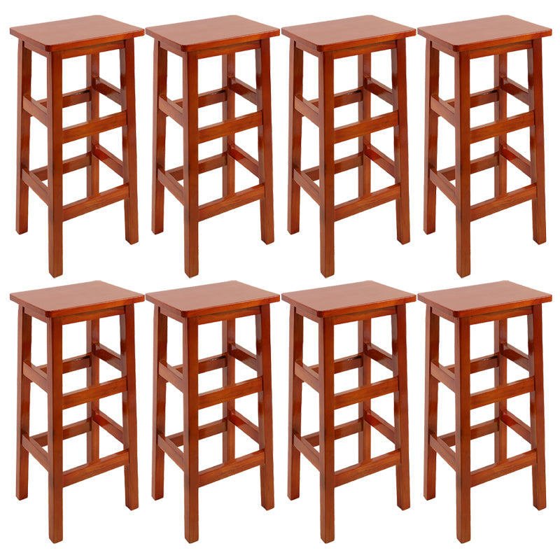 Solid Wood Bar Stool Counter Armless Backless Stool for Living Room