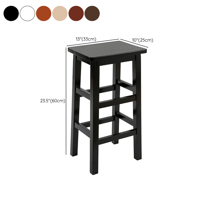 Solid Wood Bar Stool Counter Armless Backless Stool for Living Room