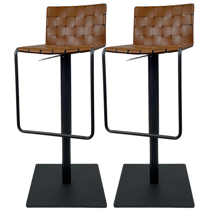 Industrial Leather Bar Stool Backrest Adjustable Counter Stool for Living Room