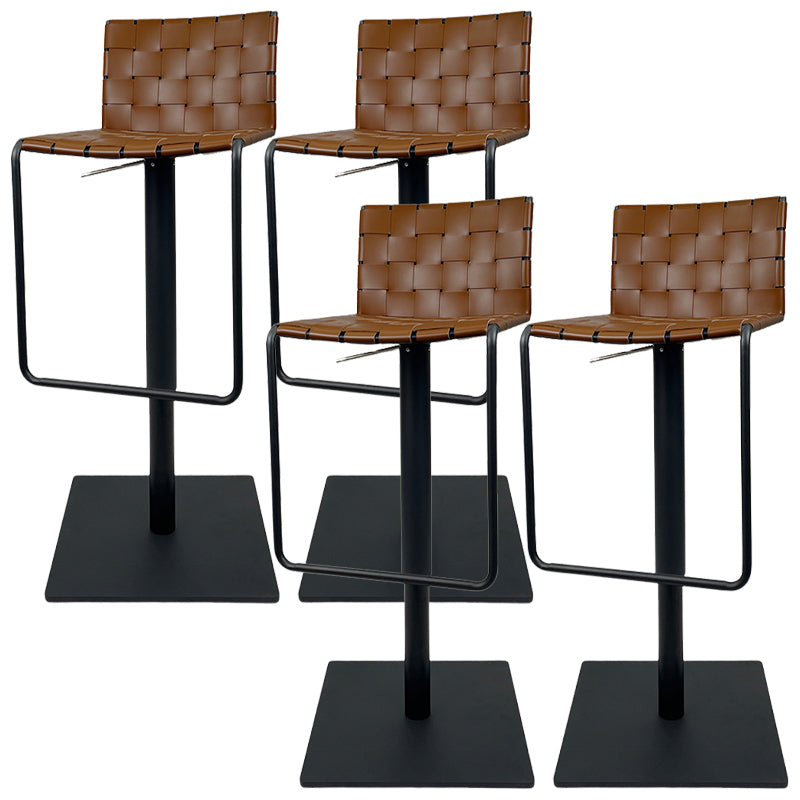 Industrial Leather Bar Stool Backrest Adjustable Counter Stool for Living Room