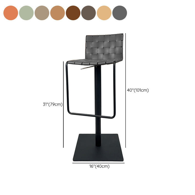 Industrial Leather Bar Stool Backrest Adjustable Counter Stool for Living Room
