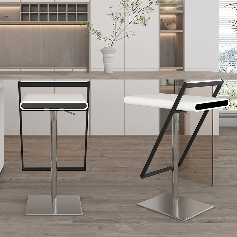 Leather Bar Stool Industrial Backrest Counter Stool for Living Room