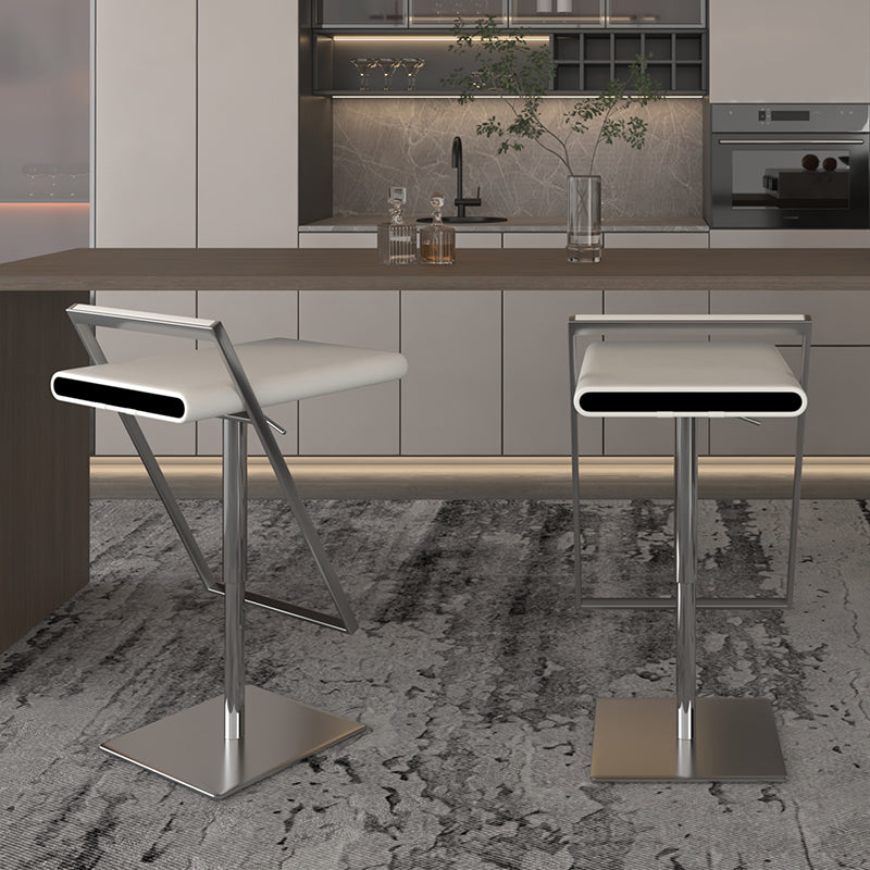 Leather Bar Stool Industrial Backrest Counter Stool for Living Room