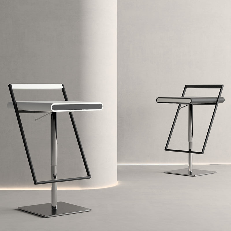 Leather Bar Stool Industrial Backrest Counter Stool for Living Room