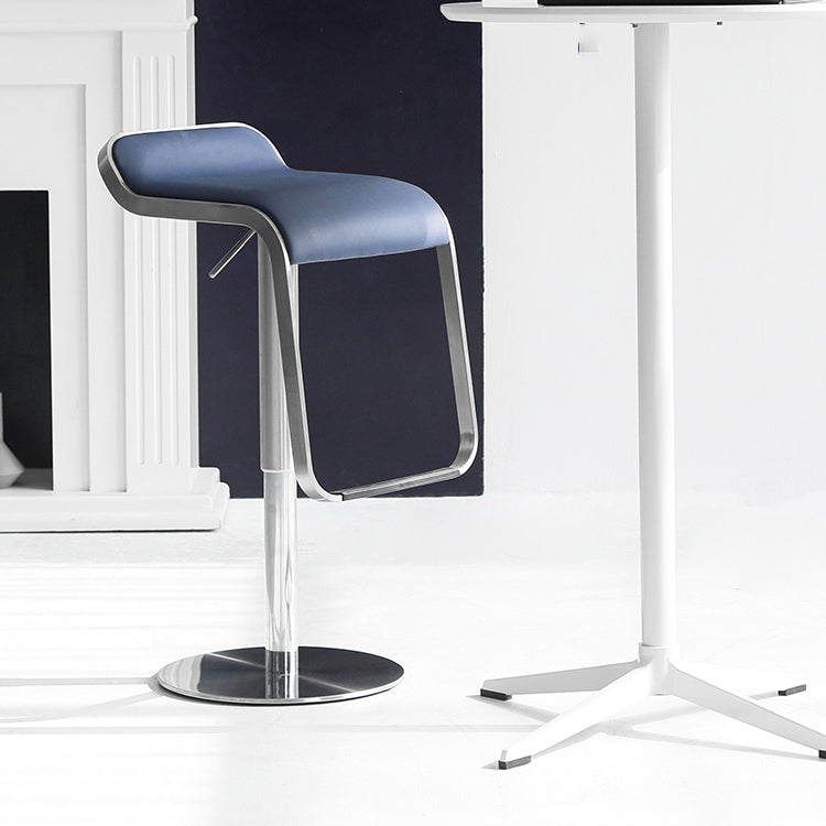 Industrial Leather Bar Stool Adjustable Backrest Counter Stool for Living Room