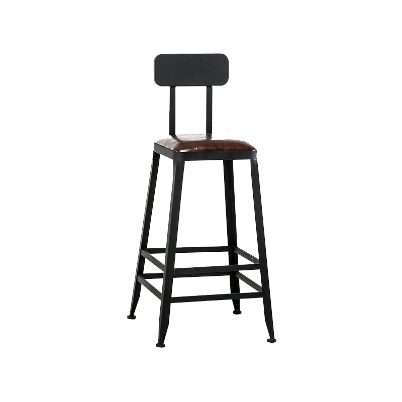 Contemporary Armless Dining Stool Metal Bar Stool with Footrest