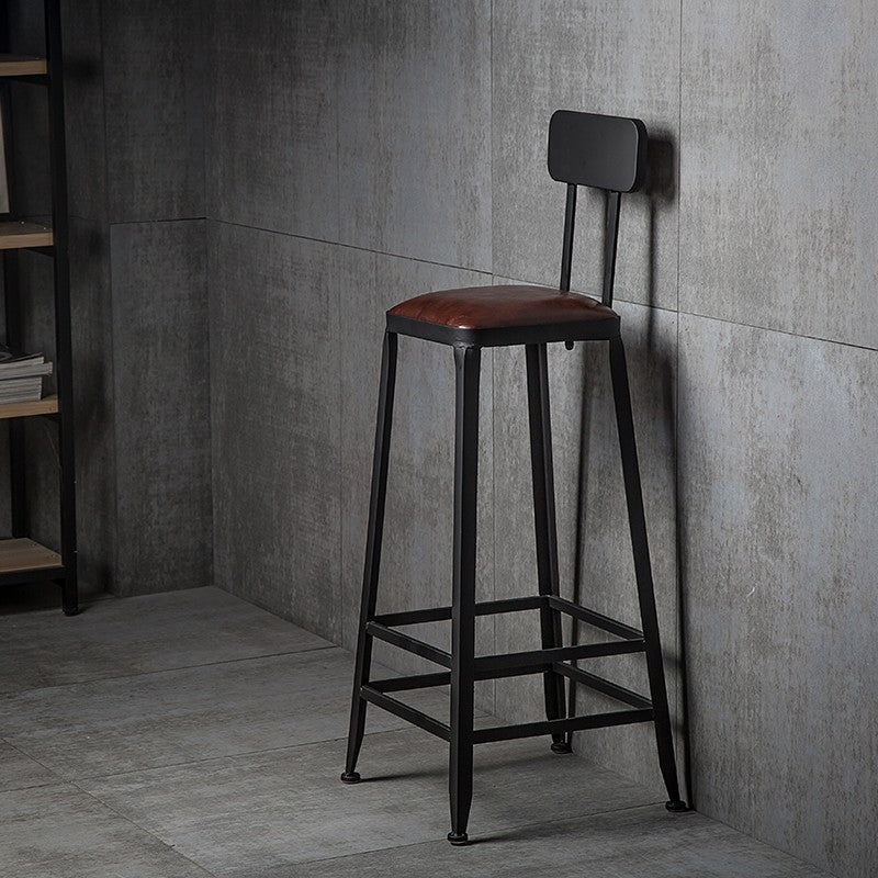 Contemporary Armless Dining Stool Metal Bar Stool with Footrest