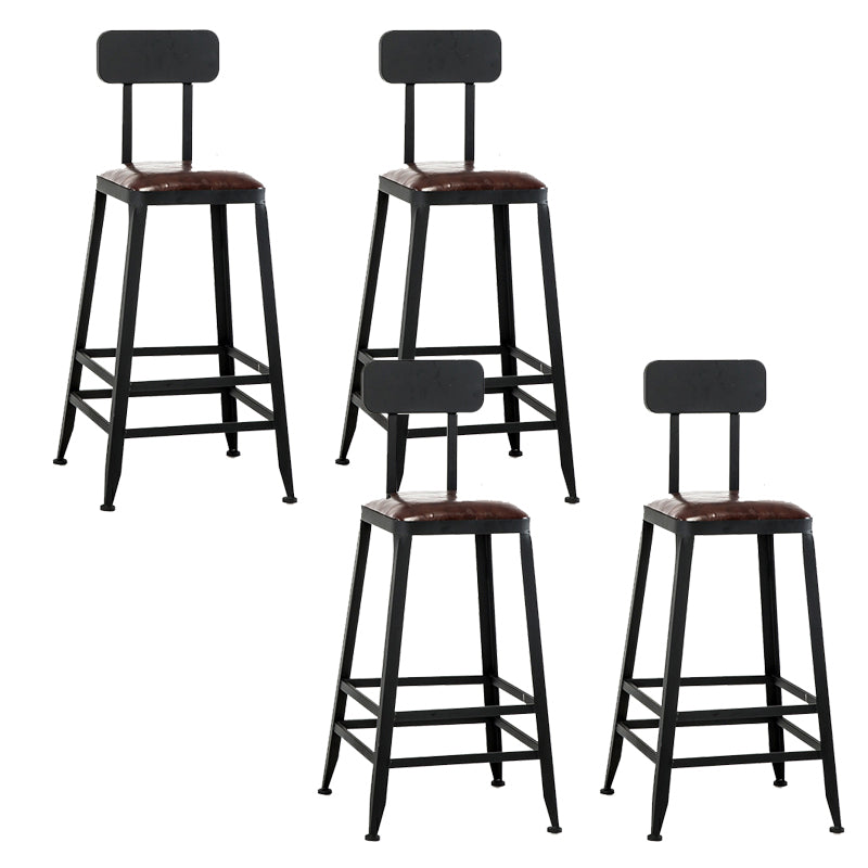 Contemporary Armless Dining Stool Metal Bar Stool with Footrest