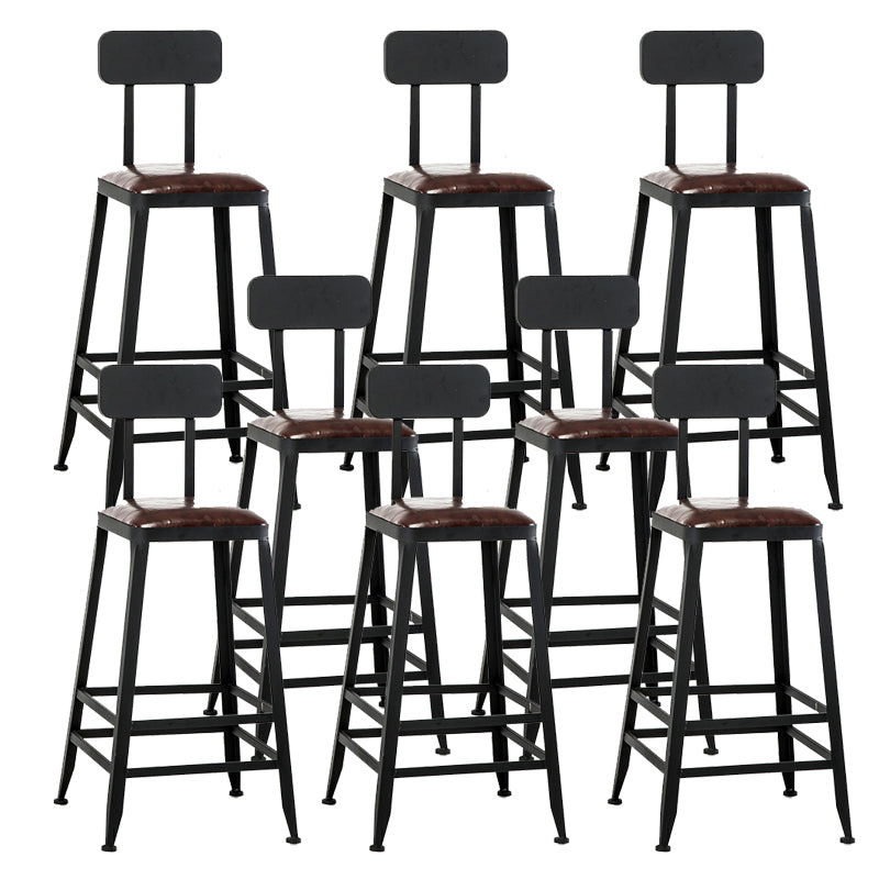 Contemporary Armless Dining Stool Metal Bar Stool with Footrest