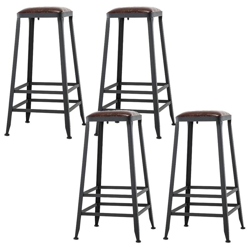 Contemporary Armless Dining Stool Metal Bar Stool with Footrest