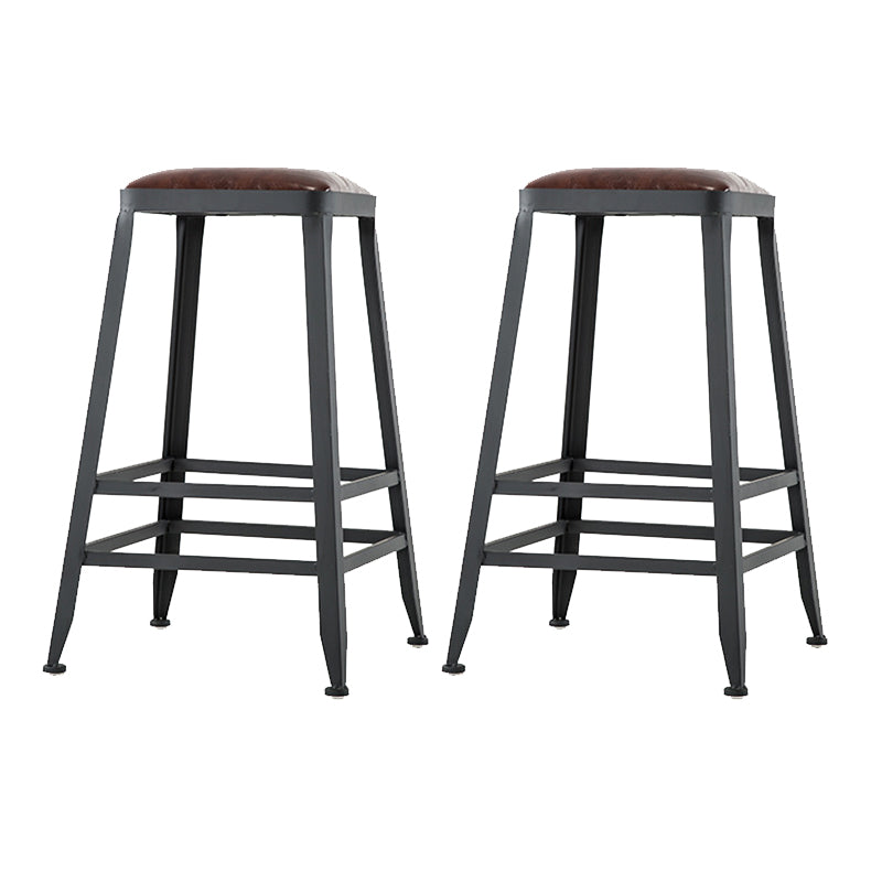 Contemporary Armless Dining Stool Metal Bar Stool with Footrest
