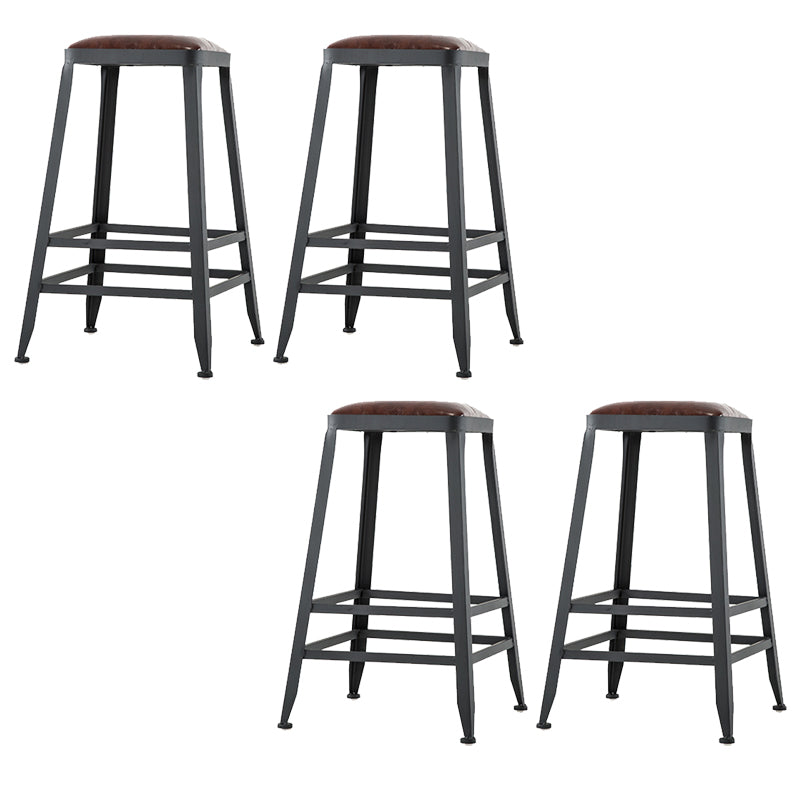 Contemporary Armless Dining Stool Metal Bar Stool with Footrest