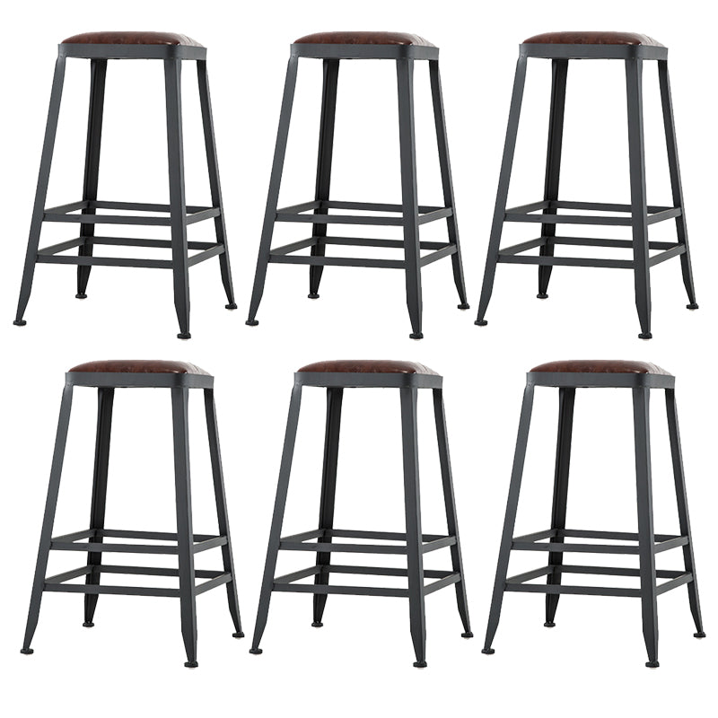 Contemporary Armless Dining Stool Metal Bar Stool with Footrest