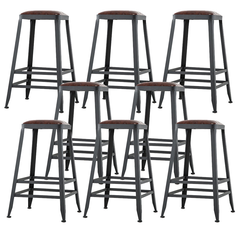 Contemporary Armless Dining Stool Metal Bar Stool with Footrest