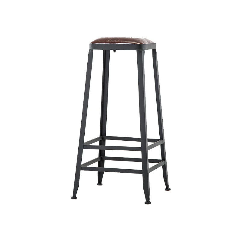 Contemporary Armless Dining Stool Metal Bar Stool with Footrest