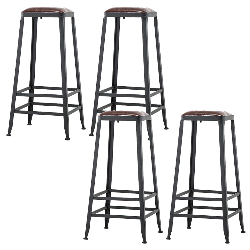 Contemporary Armless Dining Stool Metal Bar Stool with Footrest