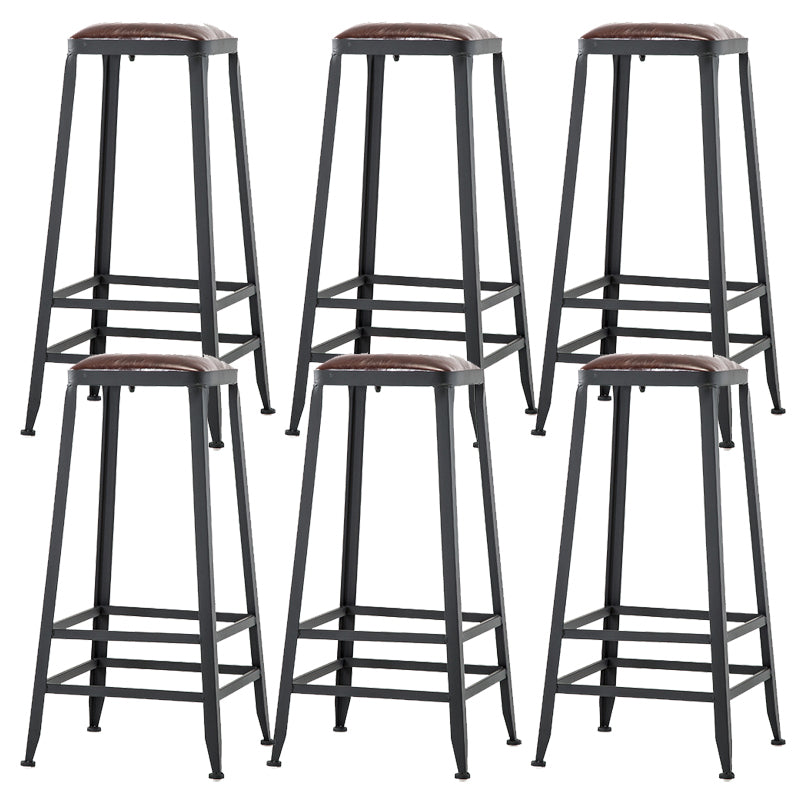Contemporary Armless Dining Stool Metal Bar Stool with Footrest