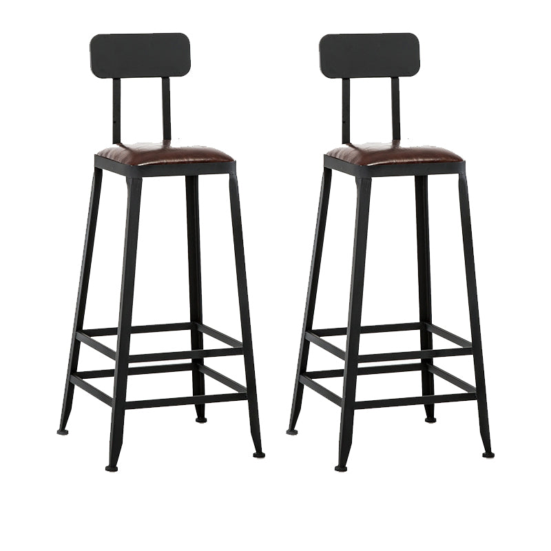 Contemporary Armless Dining Stool Metal Bar Stool with Footrest