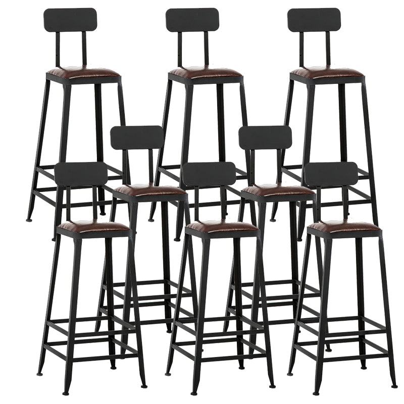 Contemporary Armless Dining Stool Metal Bar Stool with Footrest