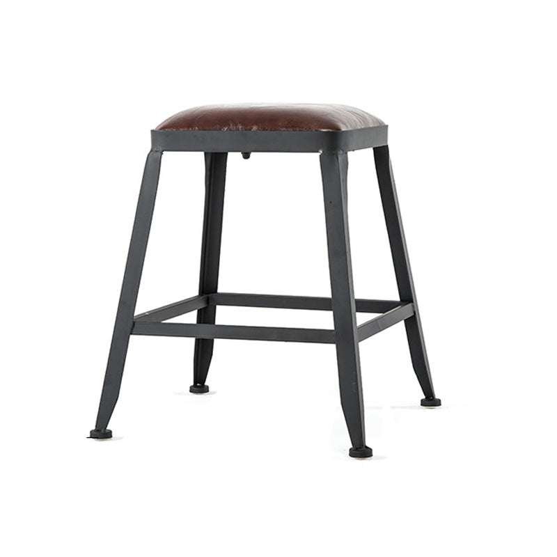 Contemporary Armless Dining Stool Metal Bar Stool with Footrest
