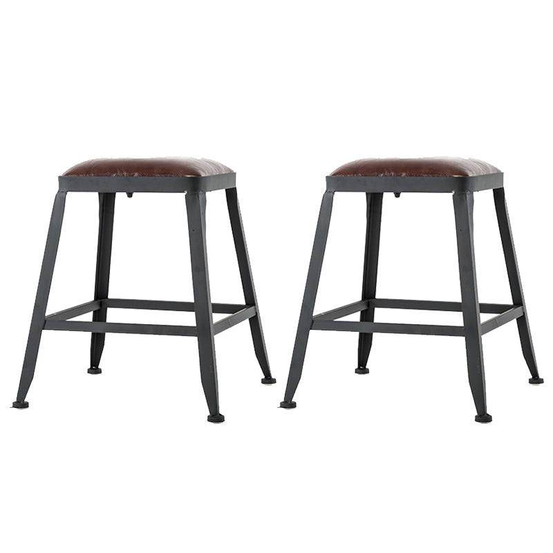 Contemporary Armless Dining Stool Metal Bar Stool with Footrest