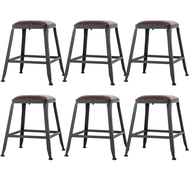 Contemporary Armless Dining Stool Metal Bar Stool with Footrest