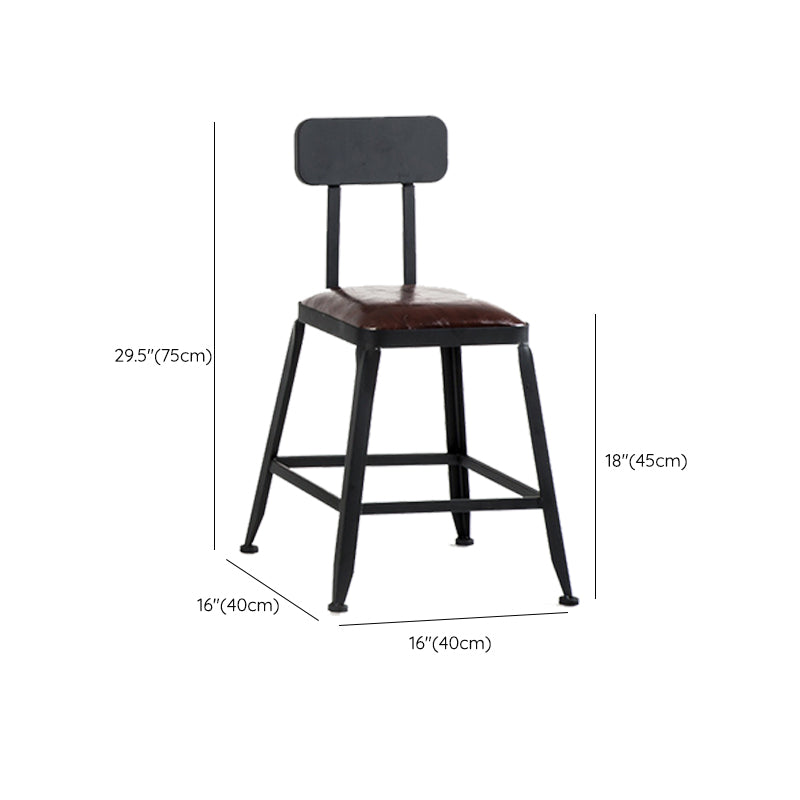 Contemporary Armless Dining Stool Metal Bar Stool with Footrest