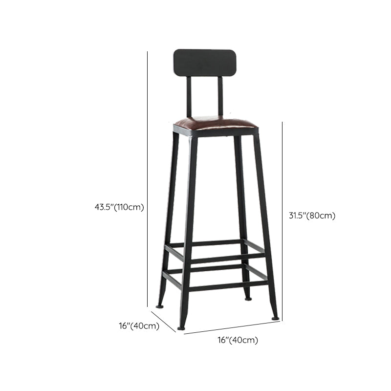 Contemporary Armless Dining Stool Metal Bar Stool with Footrest