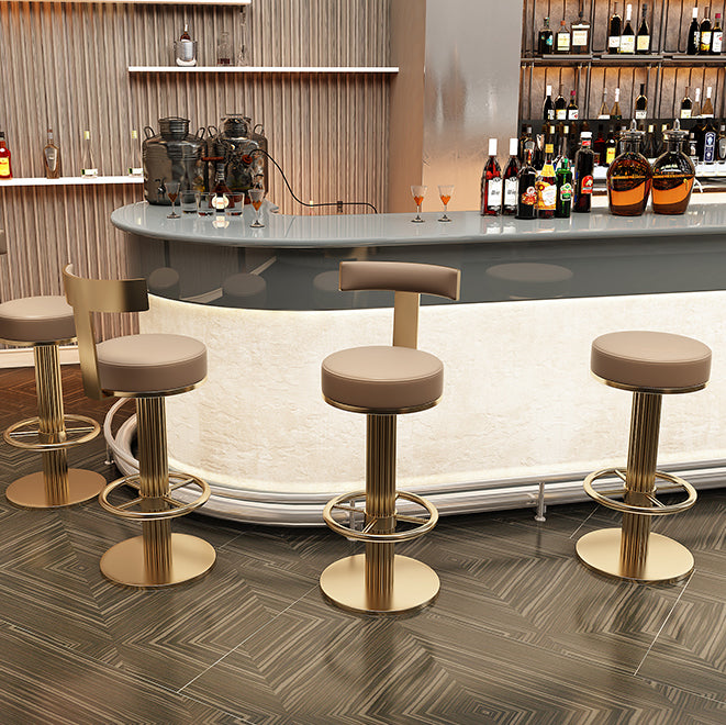 Glam Leather Bar Stool Adjustable Gold Base Counter Stool for Bristol