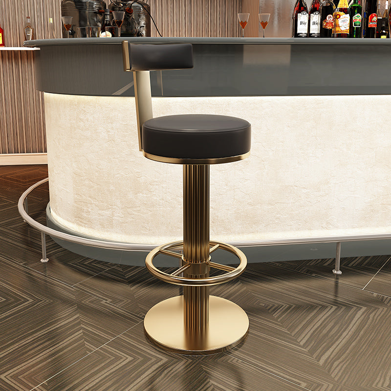 Glam Leather Bar Stool Adjustable Gold Base Counter Stool for Bristol