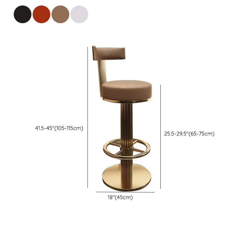 Glam Leather Bar Stool Adjustable Gold Base Counter Stool for Bristol