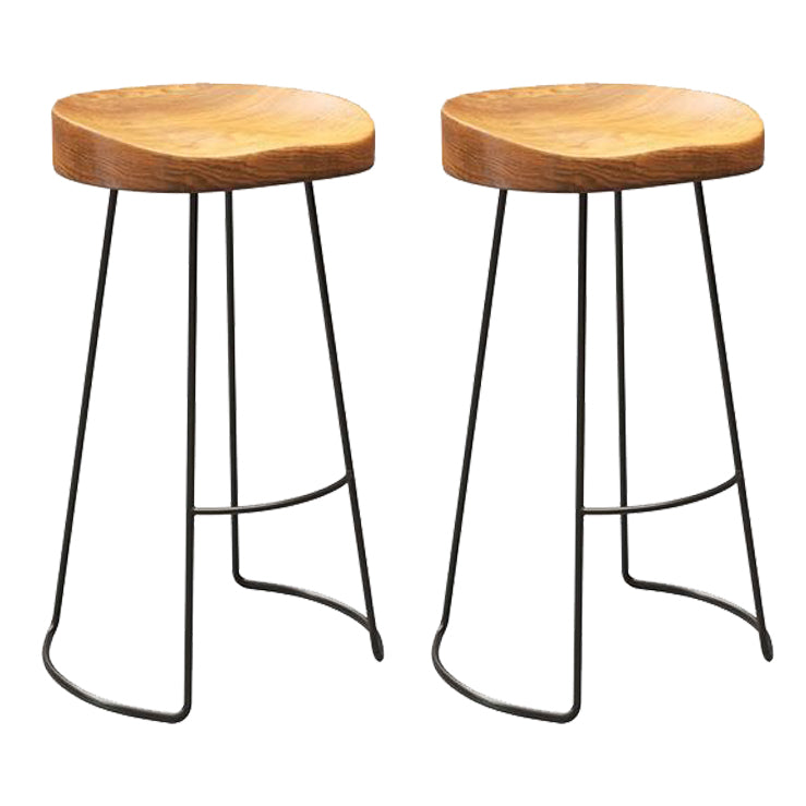 Contemporary Backless Barstools Contoured Seat Bar Stools with Metal Legs