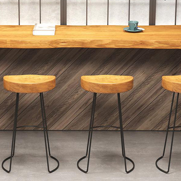 Contemporary Backless Barstools Contoured Seat Bar Stools with Metal Legs