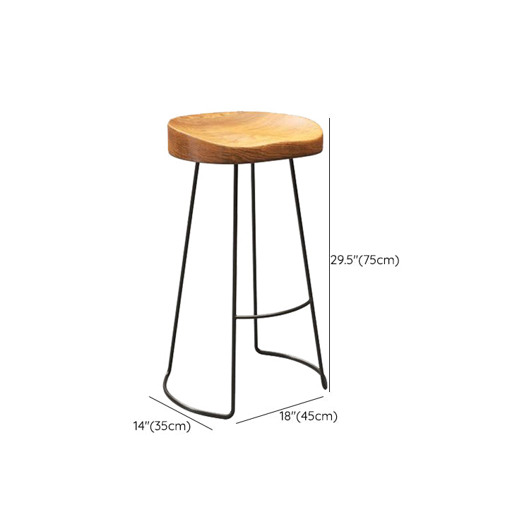Contemporary Backless Barstools Contoured Seat Bar Stools with Metal Legs