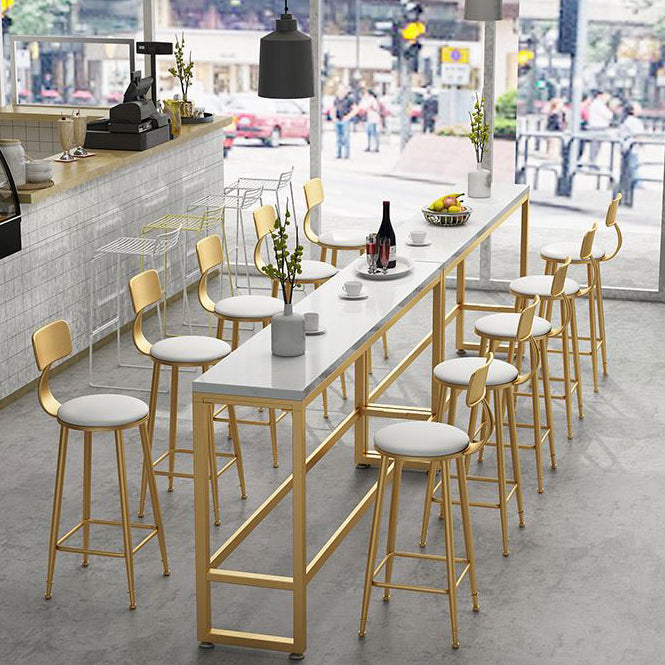 Contemporary Low Back Barstools Round Bar Stool with Footrest