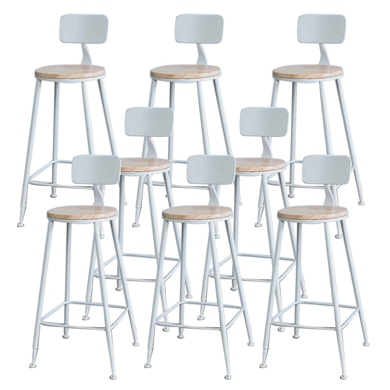 Contemporary Low Back Barstools Round Bar Stool with Footrest