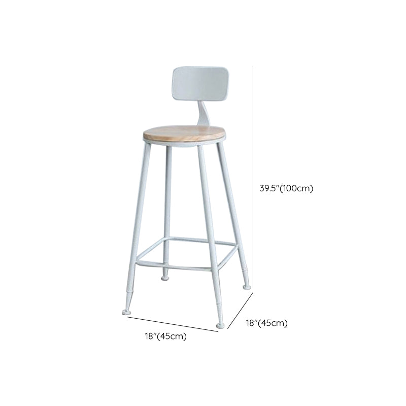 Contemporary Low Back Barstools Round Bar Stool with Footrest