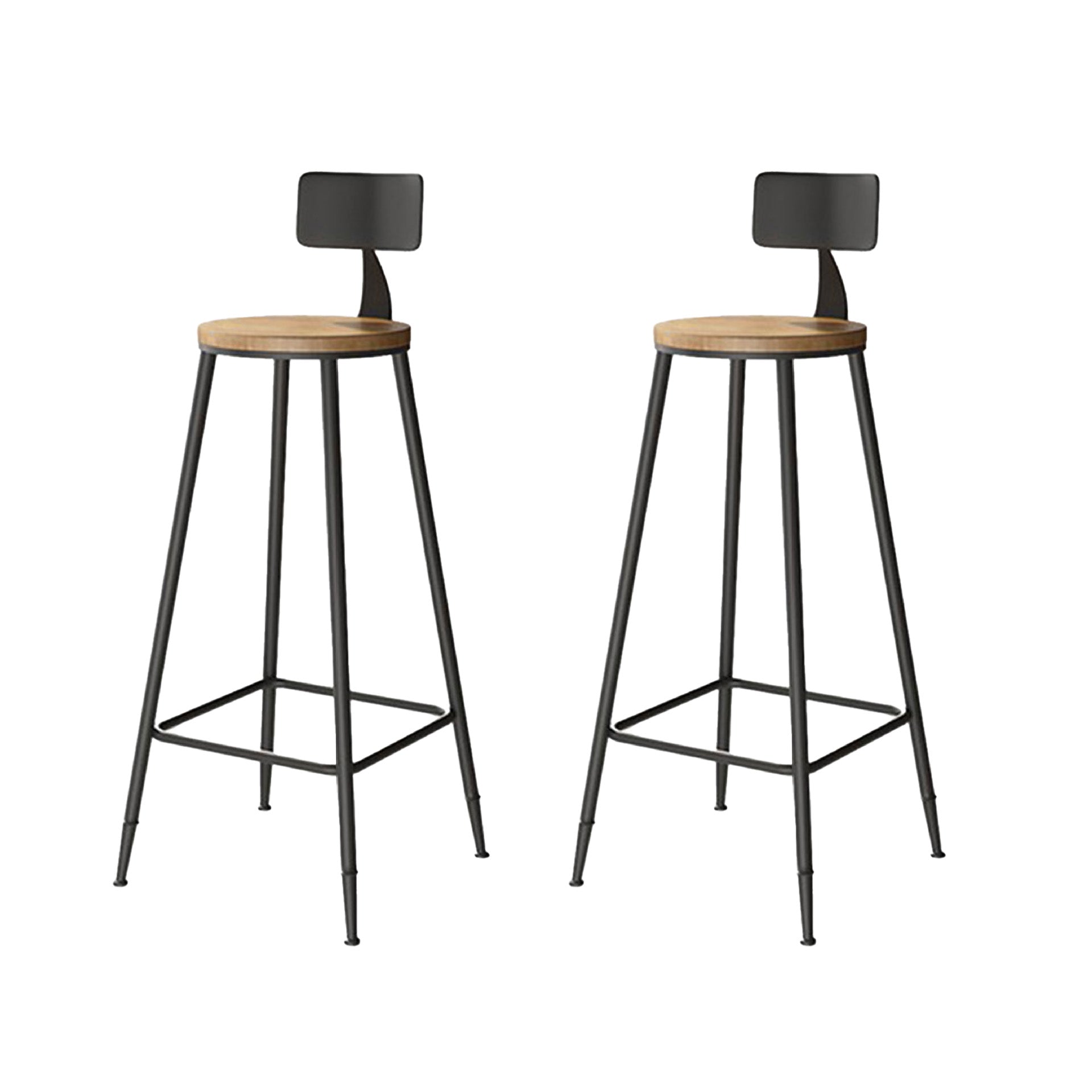 Contemporary Armless Barstools Round Bar Stool with Footrest