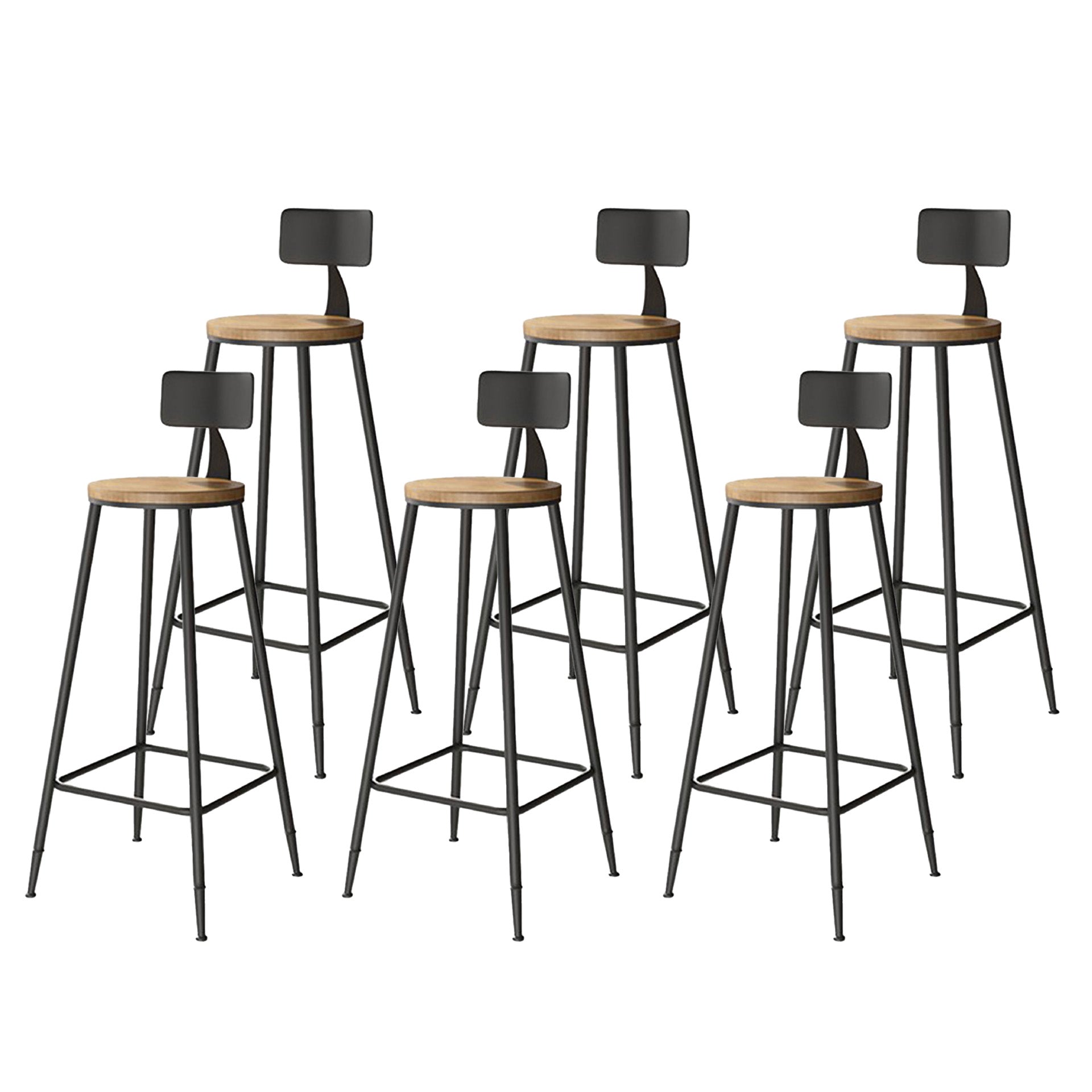 Contemporary Armless Barstools Round Bar Stool with Footrest