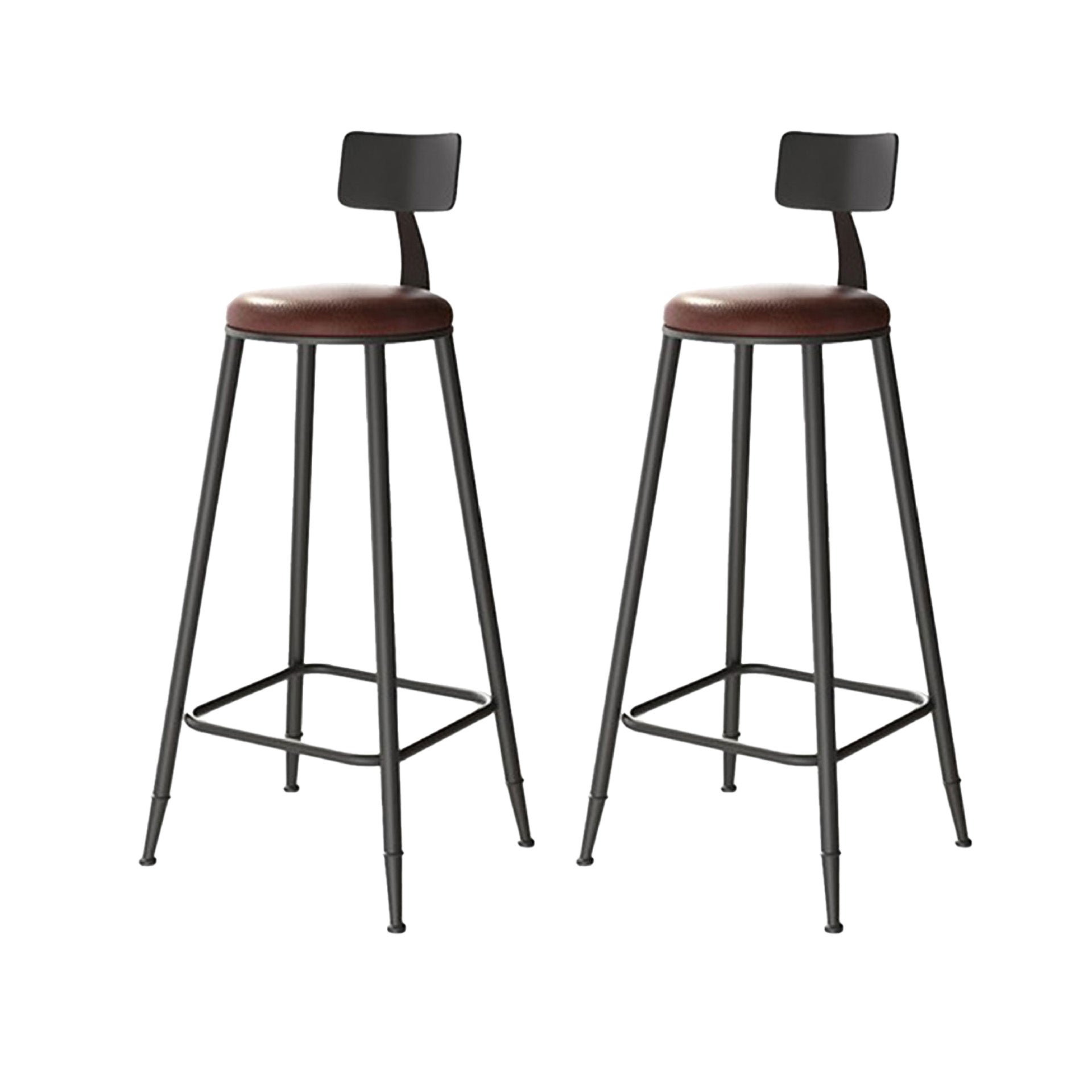 Contemporary Armless Barstools Round Bar Stool with Footrest
