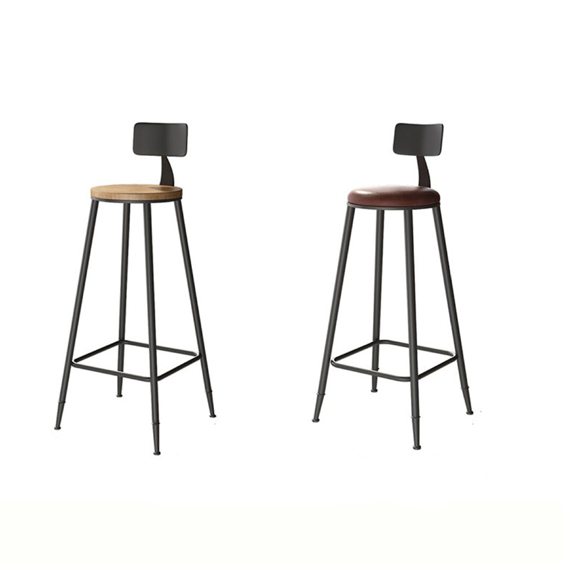 Contemporary Armless Barstools Round Bar Stool with Footrest