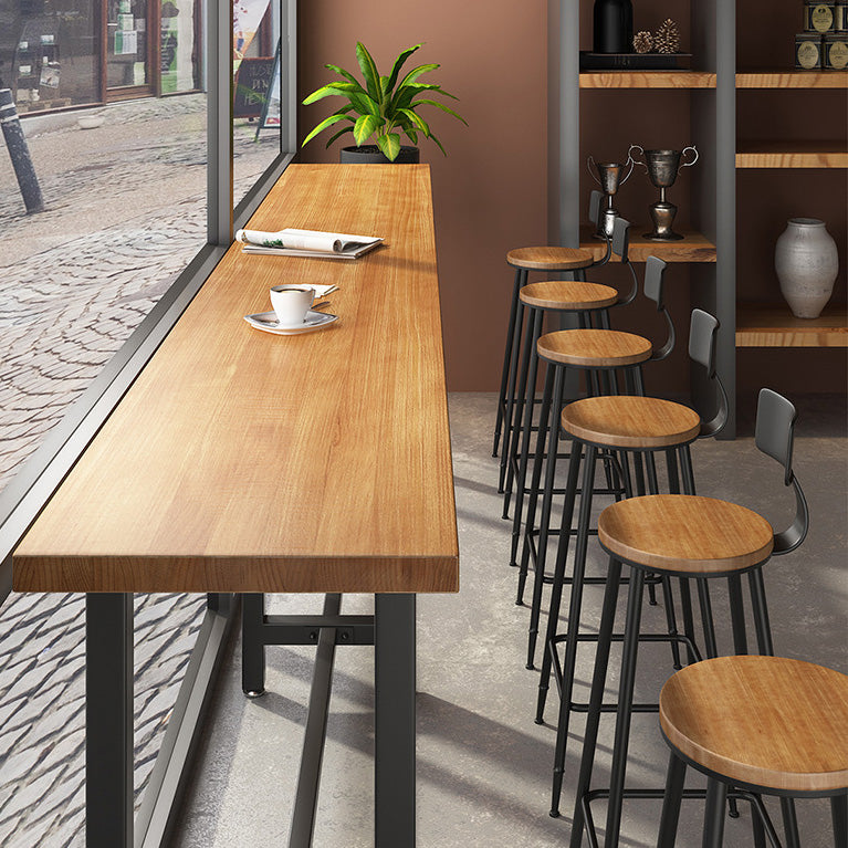 Contemporary Armless Barstools Round Bar Stool with Footrest