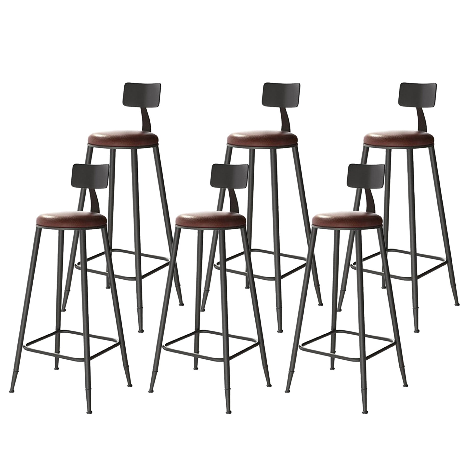 Contemporary Armless Barstools Round Bar Stool with Footrest