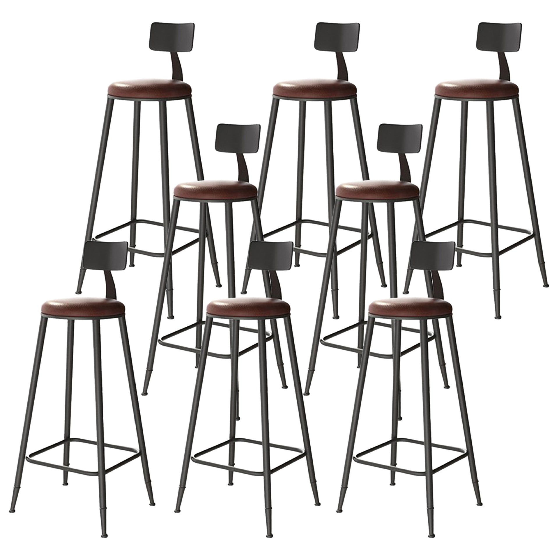 Contemporary Armless Barstools Round Bar Stool with Footrest
