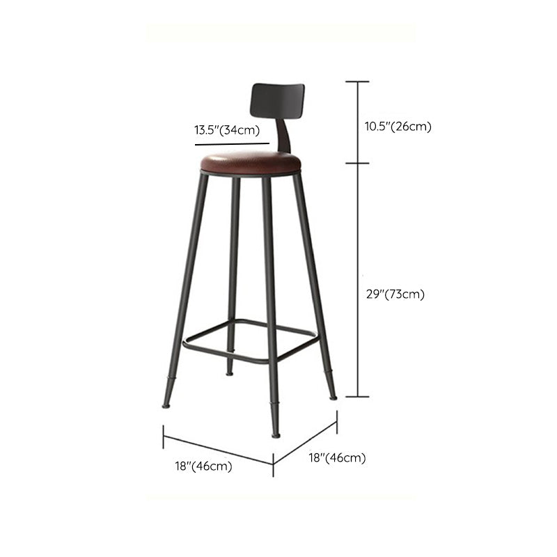 Contemporary Armless Barstools Round Bar Stool with Footrest
