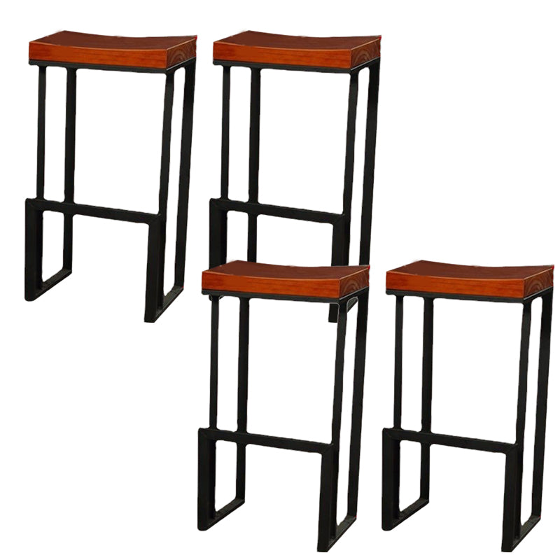 Contemporary Wood Barstools Backless Bar Stool with Metal Legs