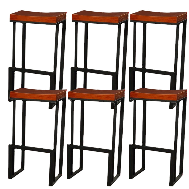 Contemporary Wood Barstools Backless Bar Stool with Metal Legs
