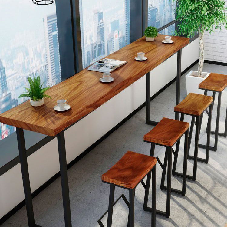 Contemporary Wood Barstools Backless Bar Stool with Metal Legs