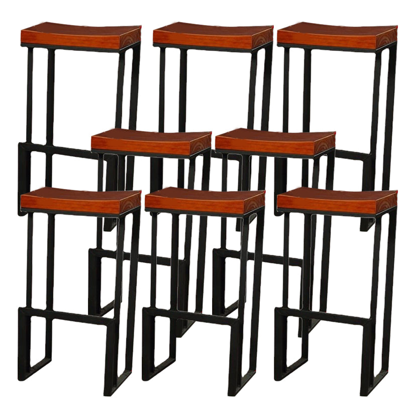 Contemporary Wood Barstools Backless Bar Stool with Metal Legs